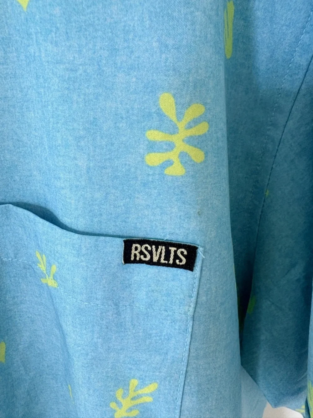 RSVLTS Light Blue Short-Sleeve Button-Down Shirt with Lime Print - Picture 5 of 8